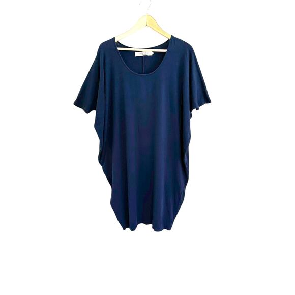 Salt Liko Hawaii Batwing  Short Sleeve Dress Sz L Dark Blue Resort Laganlook - Picture 1 of 8
